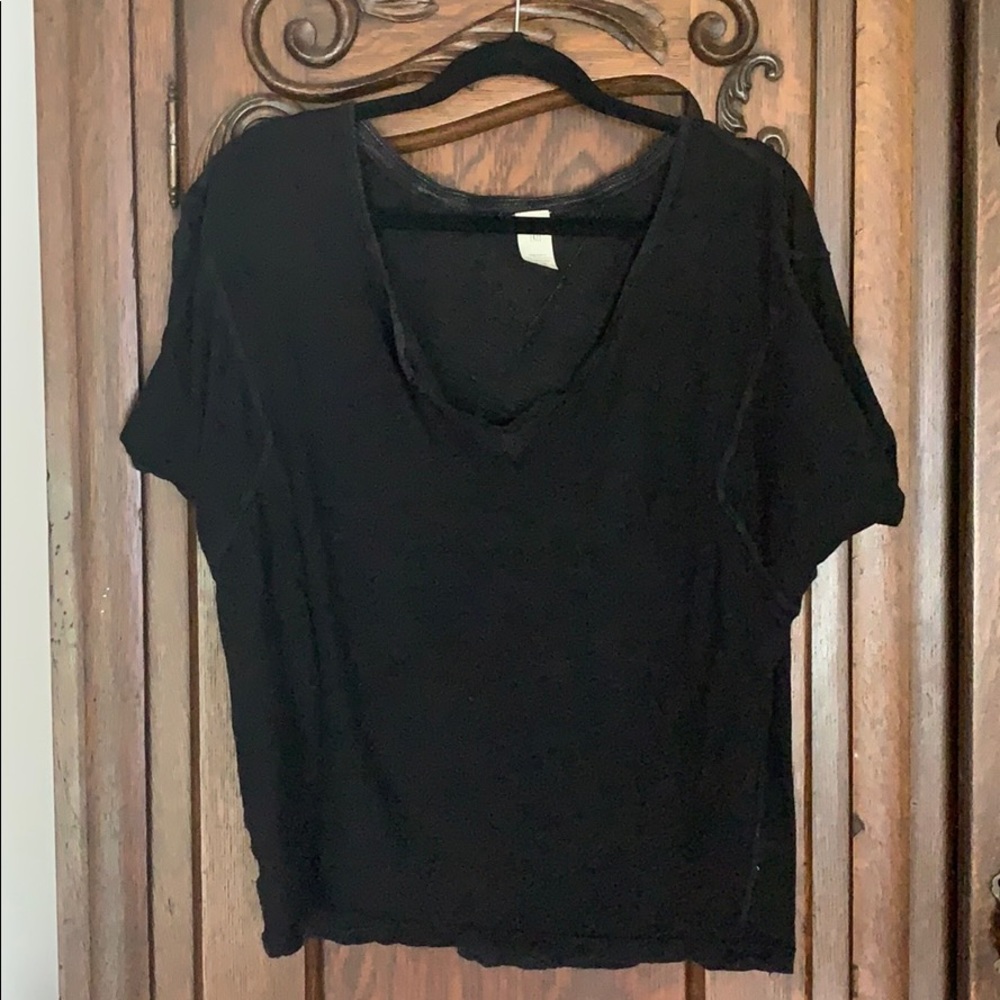 Free People black distressed top
